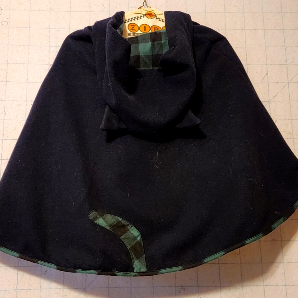 Cat Ears Blue and Green Flannel Winter Capelet
